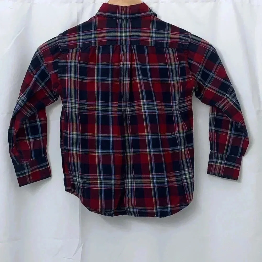 Boys Ralph Lauren Long Sleeve Plaid Button Down Shirt Size 5‎ EUC